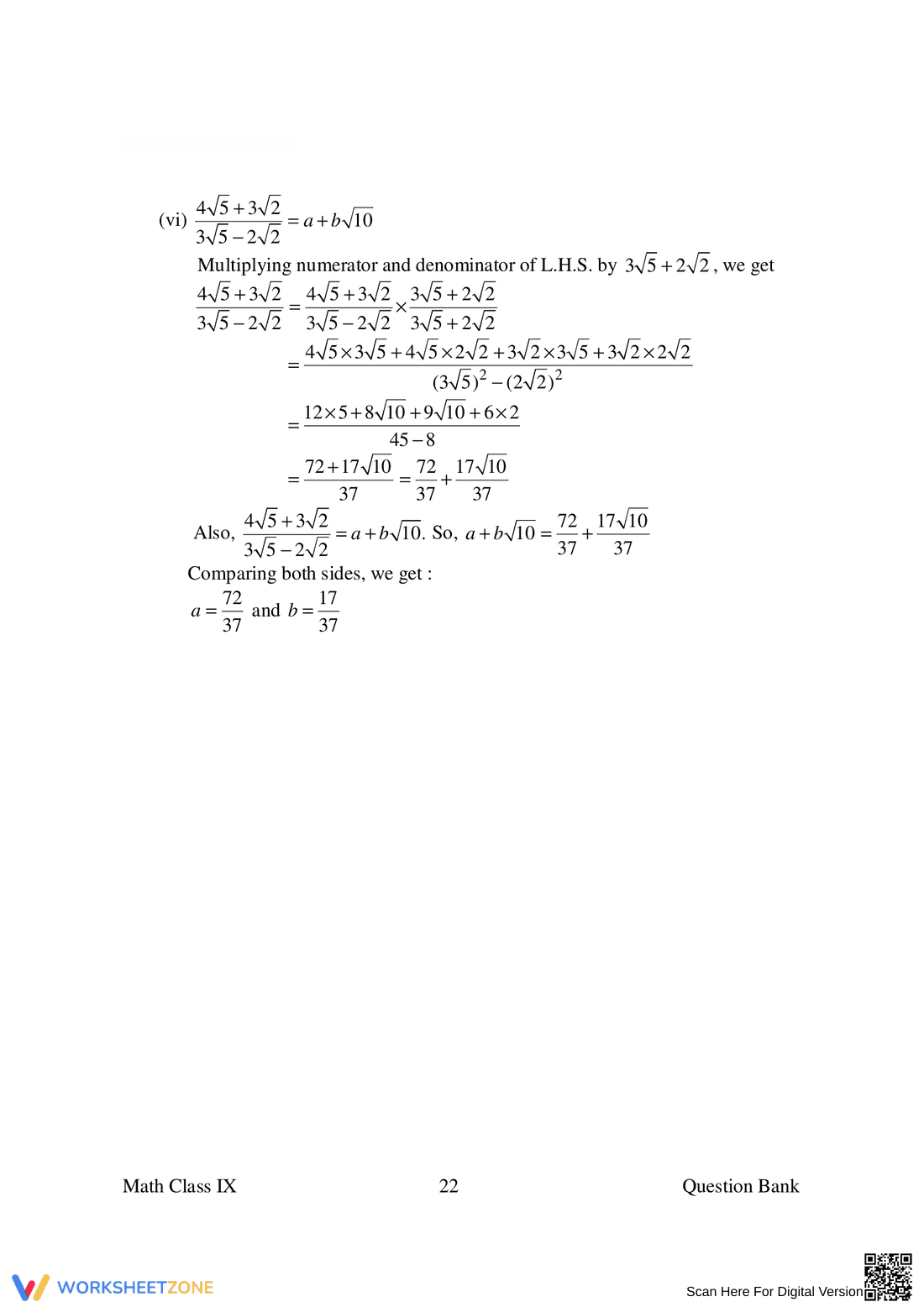 Worksheet on Rational and Irrational Numbers - Page 22
