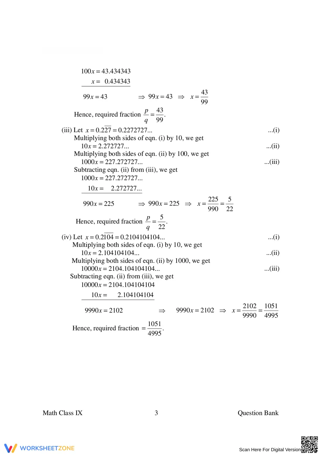 Worksheet on Rational and Irrational Numbers - Page 3