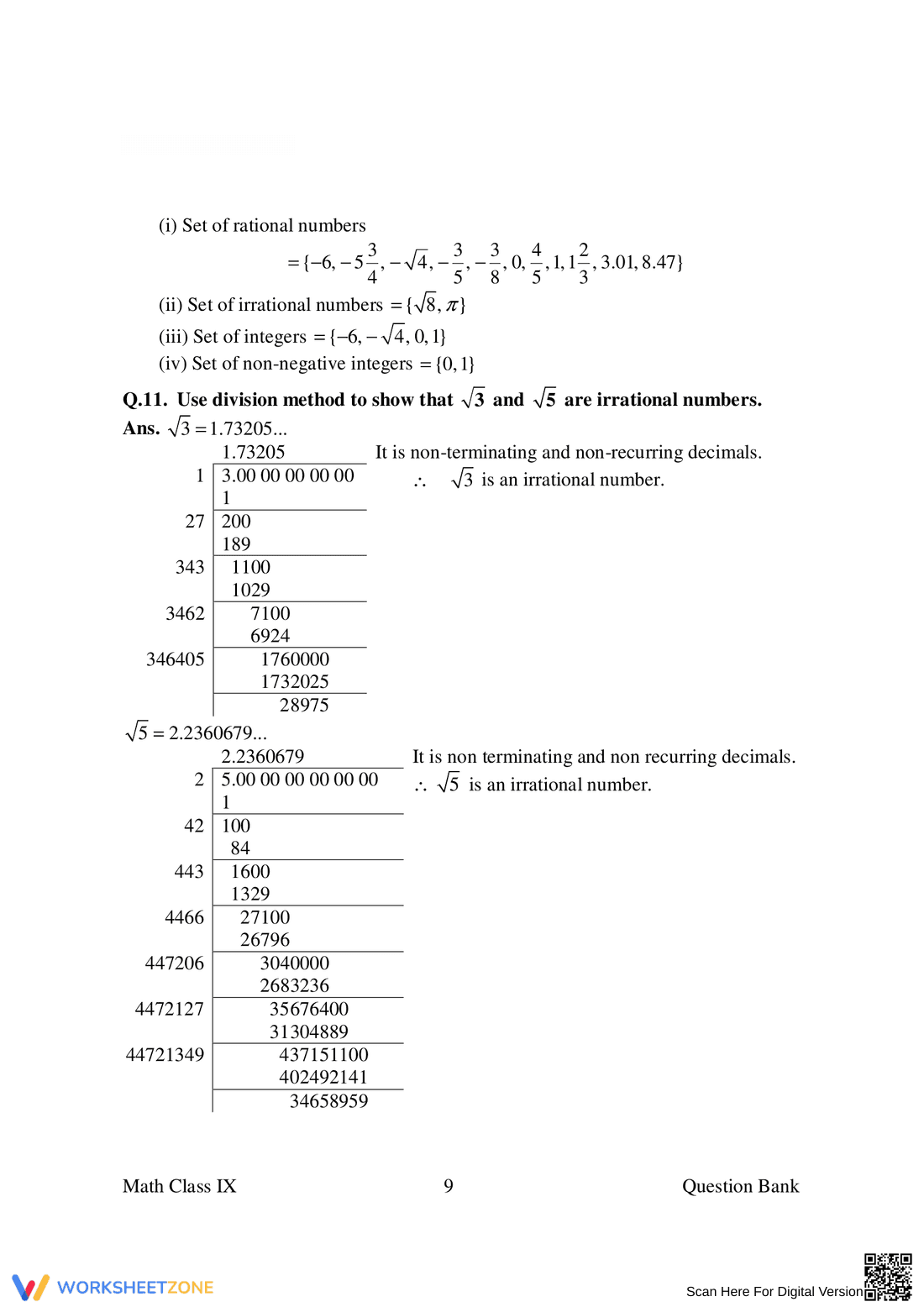 Worksheet on Rational and Irrational Numbers - Page 9