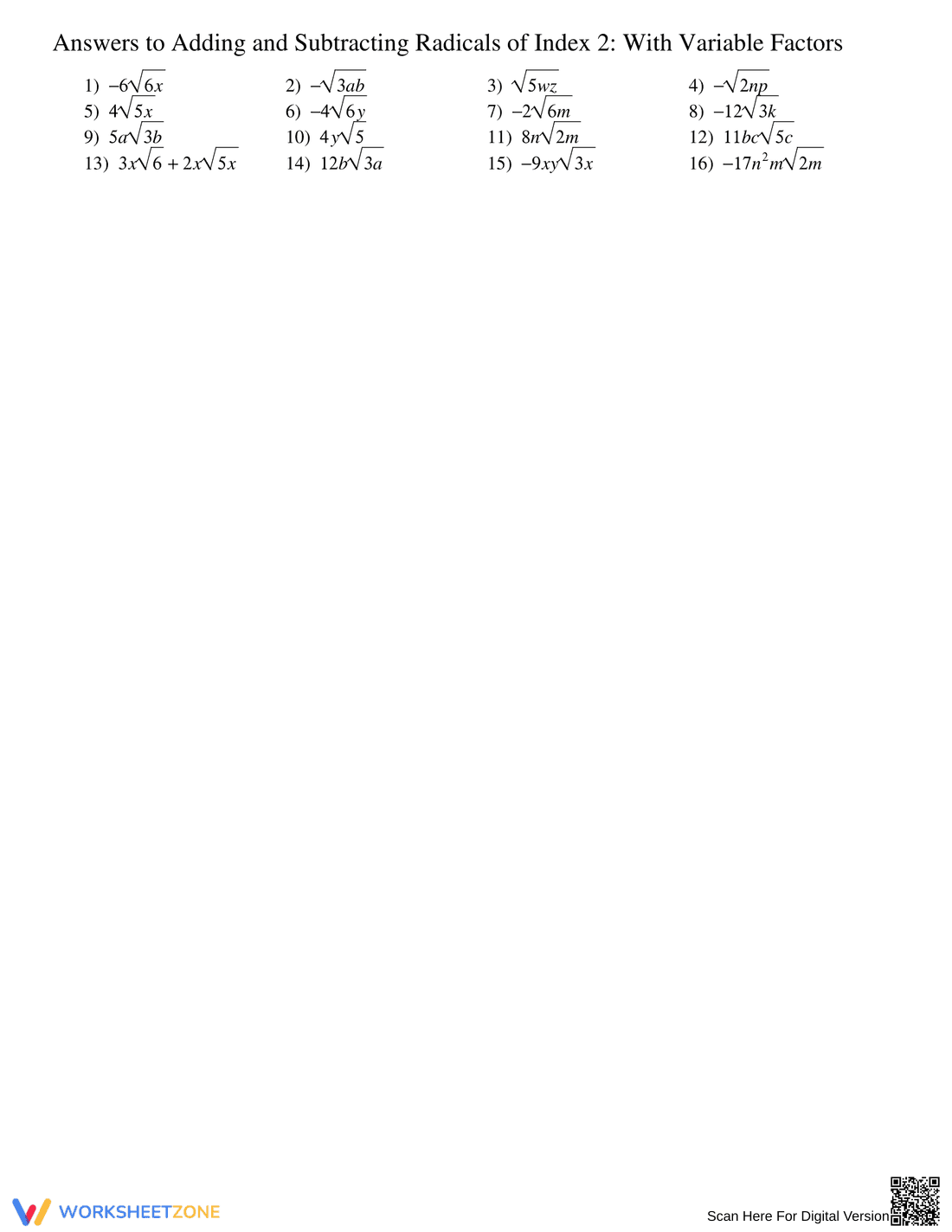 Adding and Subtracting with Variable Factors - Page 2