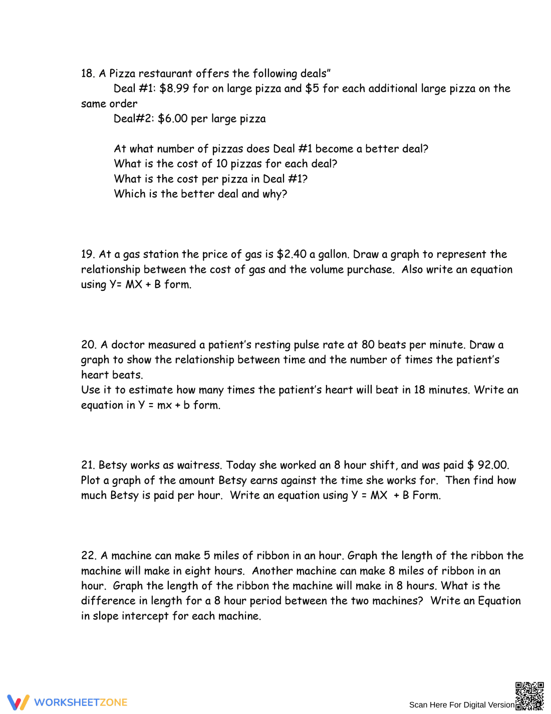 Y=mx+b Word Problems - Page 4