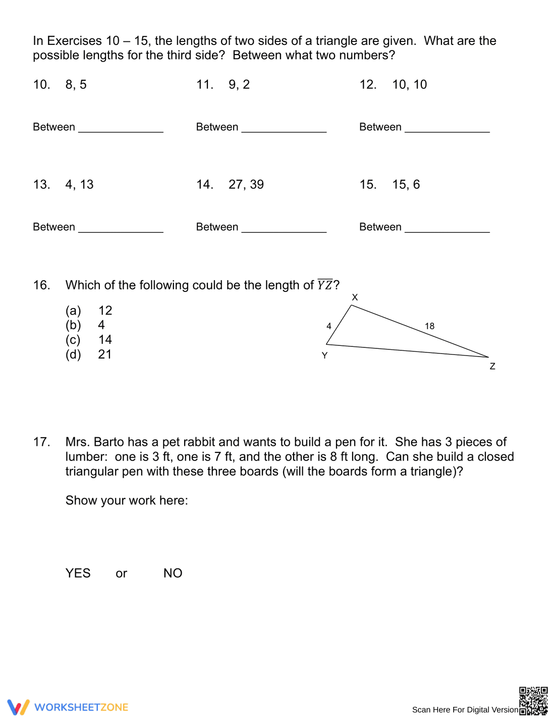 Practice Triangle Inequality Theorem - Page 2