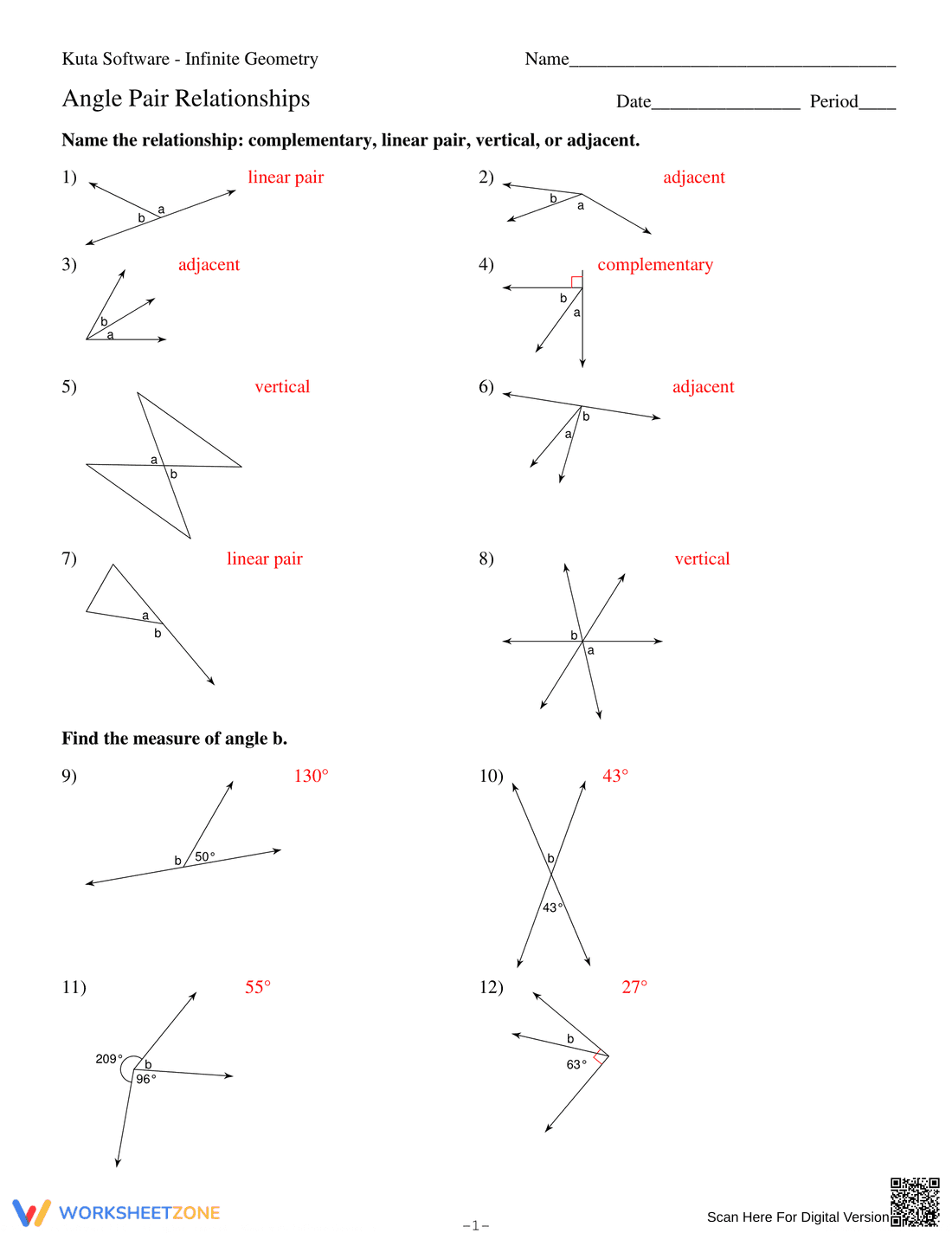 Angle Pair Relationships 1 - Page 3