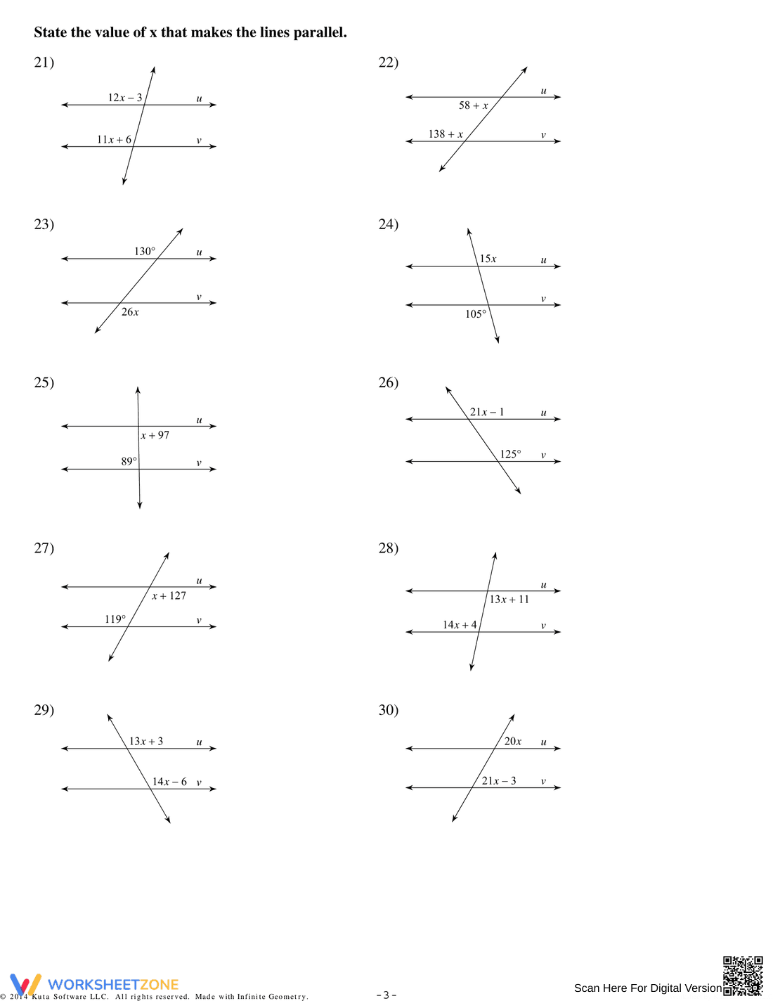 Angle Pair Relationships and Parallel Lines - Page 3