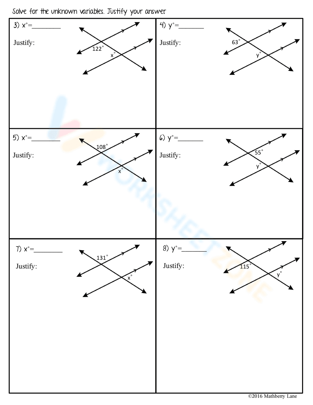 Identify Angle Pair Relationships in Parallel Lines - Page 3