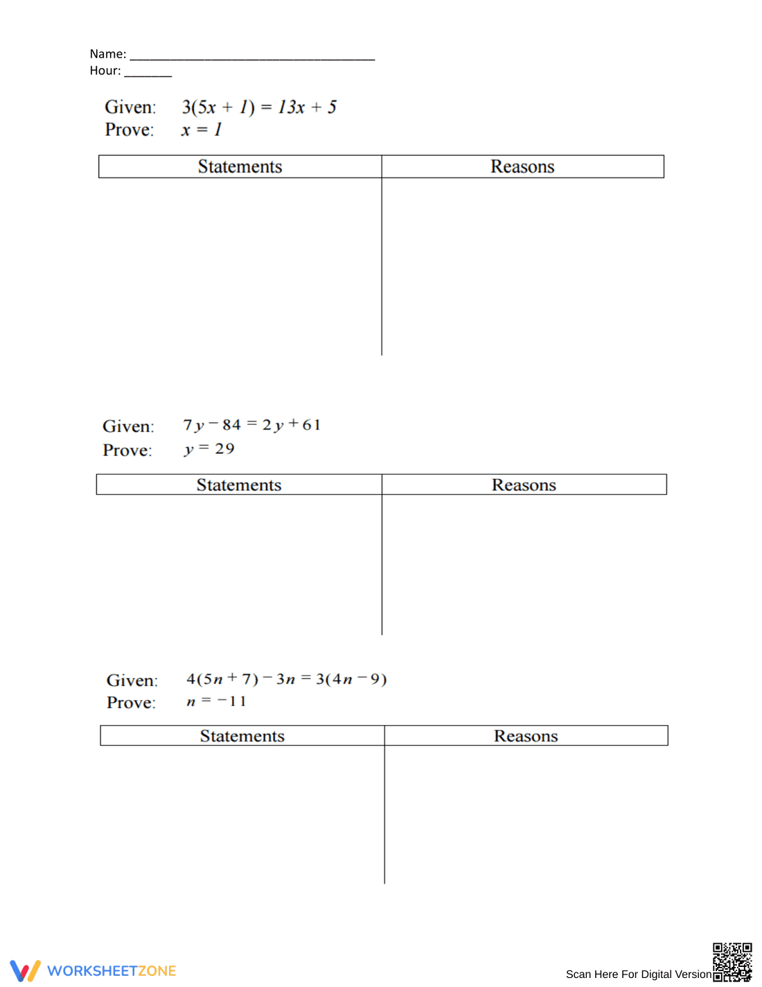 Practice Algebraic Proof with this Worksheet - Page 2