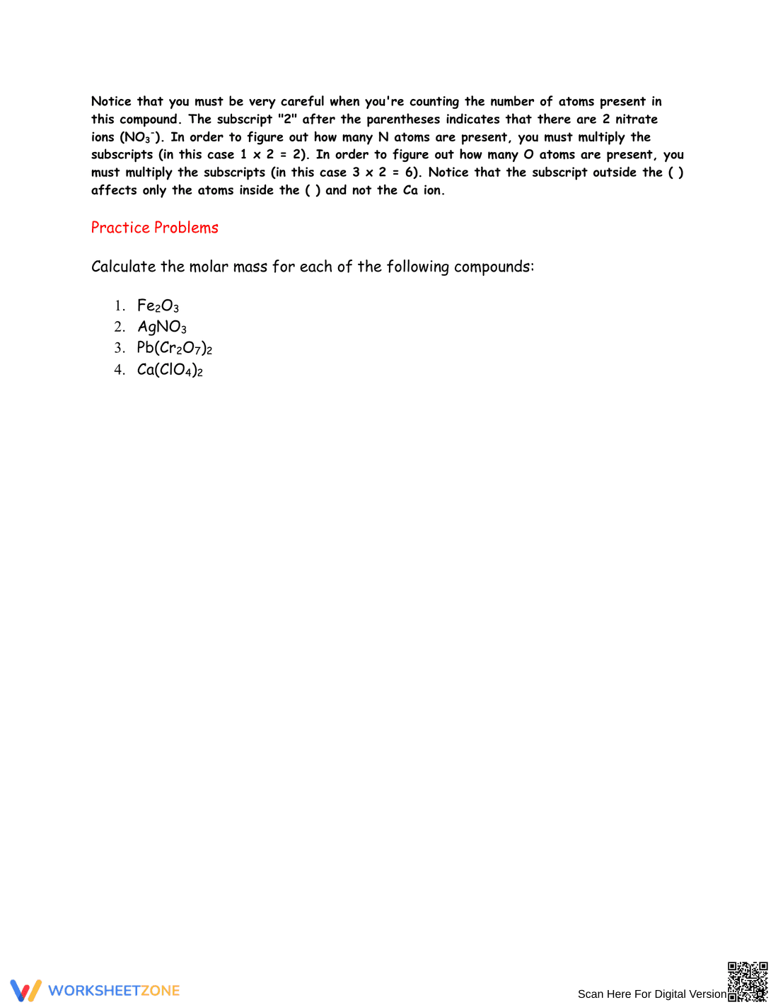Calculating Moles and Molar Mass - Page 2