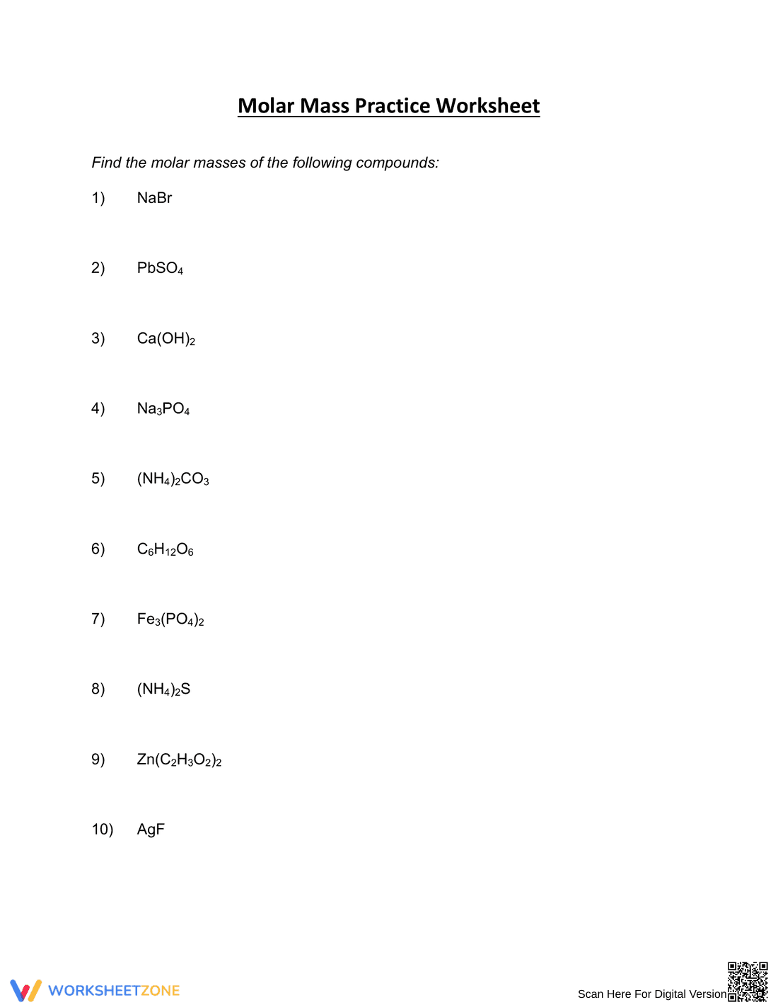Calculating Moles and Molar Mass - Page 4