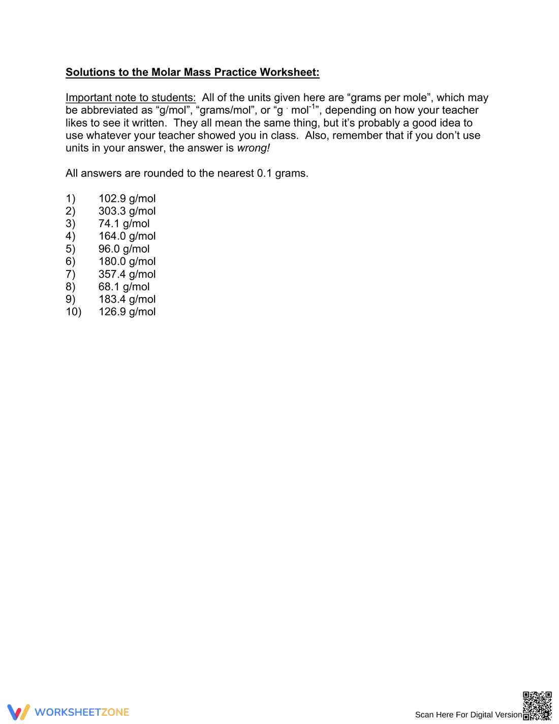 Calculating Moles and Molar Mass - Page 5