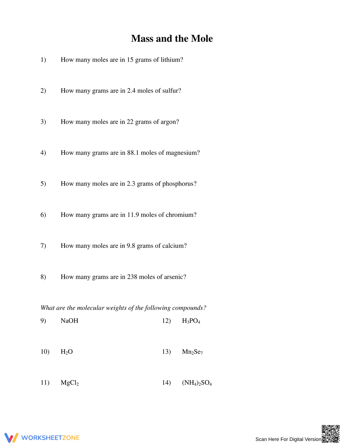 Practice Calculating Molar Mass with this Worksheet - Page 3