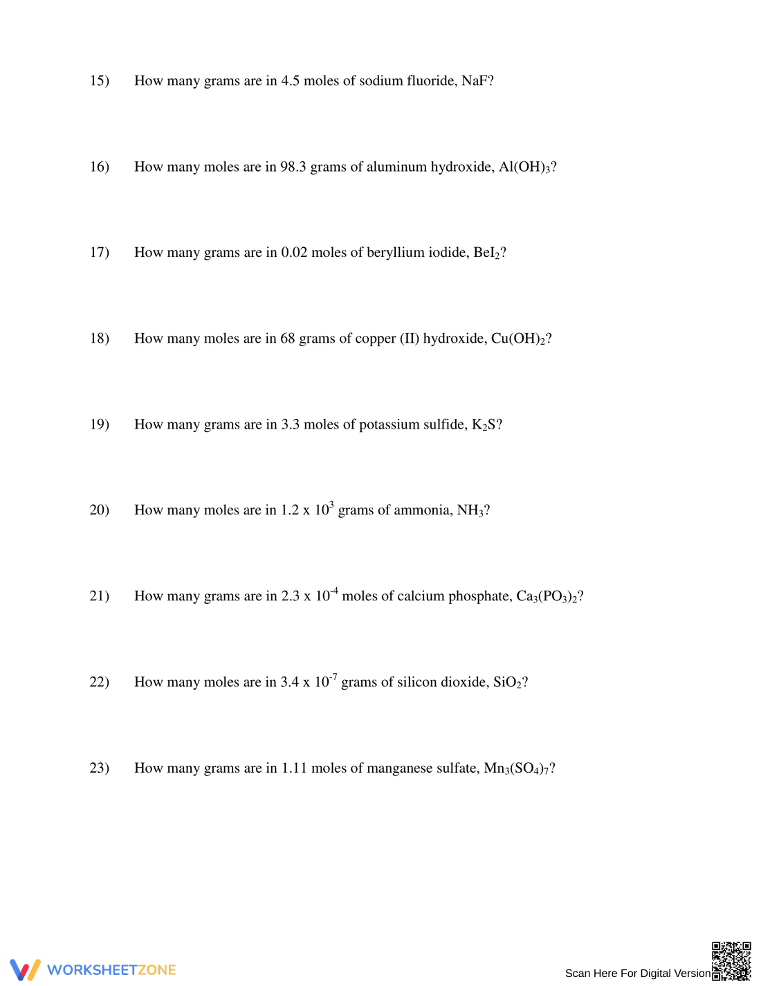 Practice Calculating Molar Mass with this Worksheet - Page 4