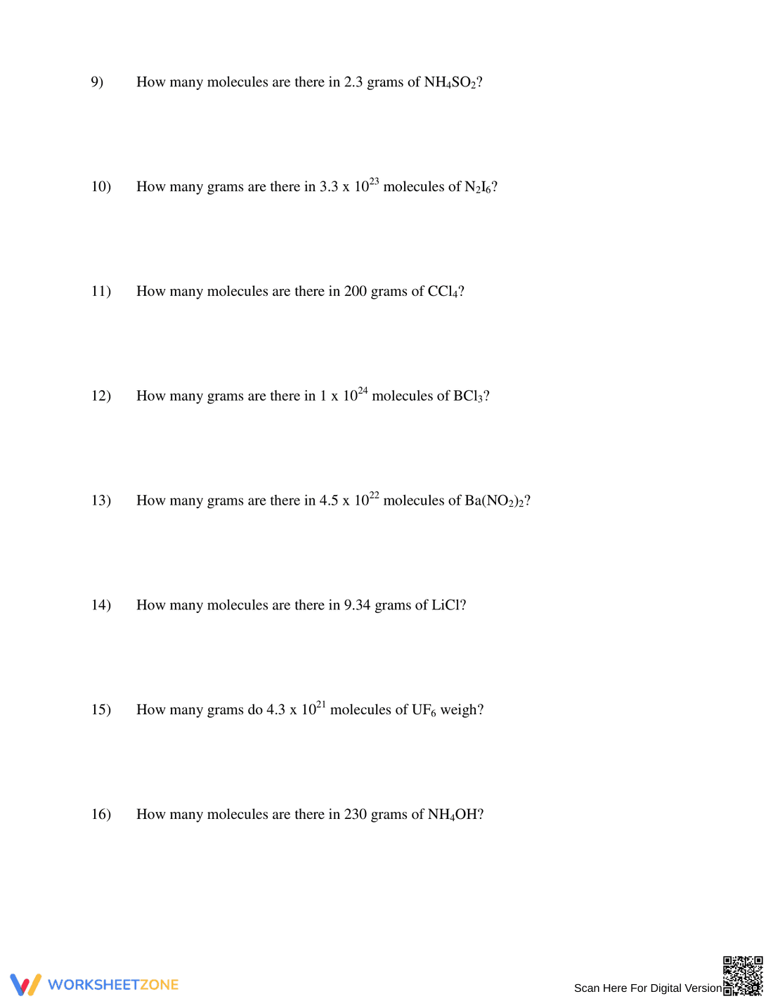 Practice Calculating Molar Mass with this Worksheet - Page 6