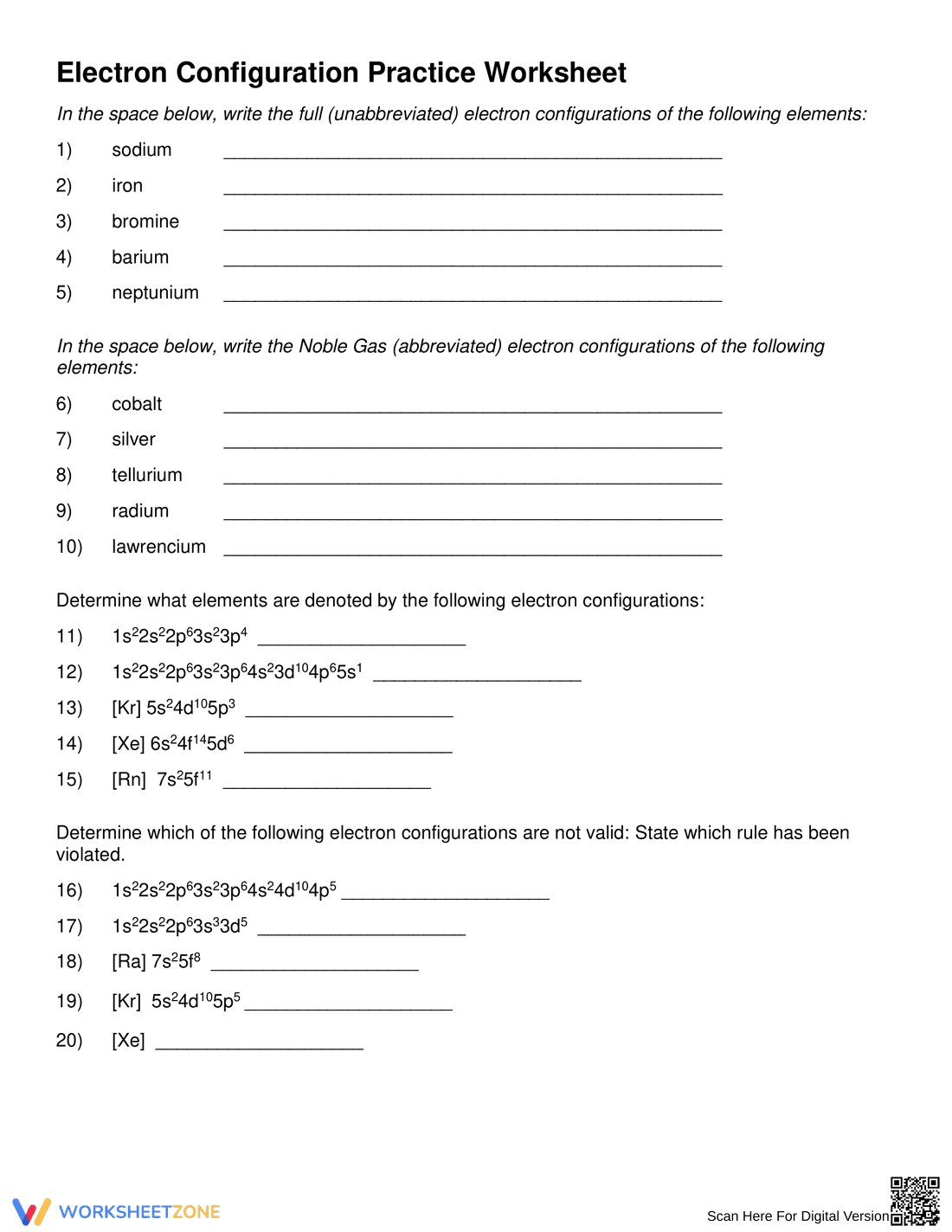 Writing Electron Configurations Practice - Page 3
