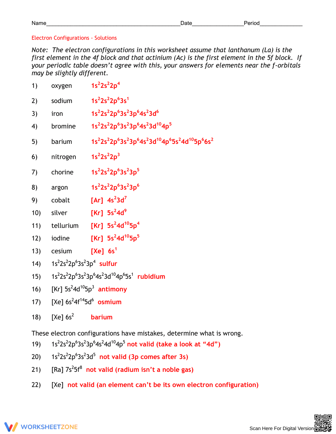 Solutions to Electron Configurations Practice - Page 3