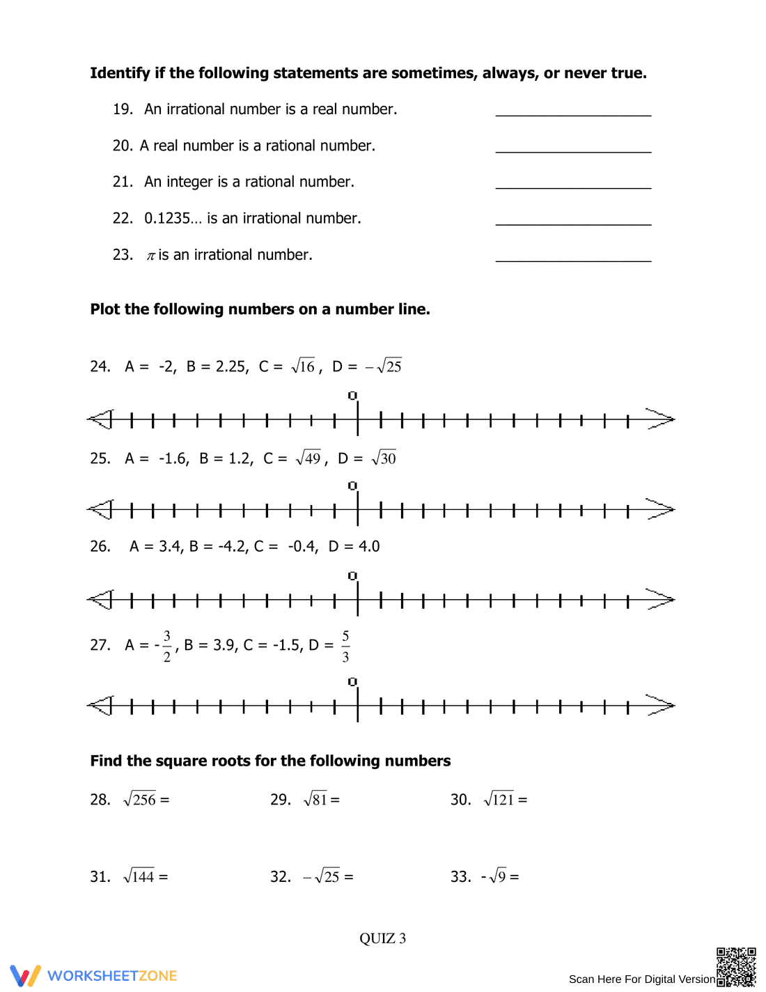 Exploring the Real Number System Worksheet - Page 3