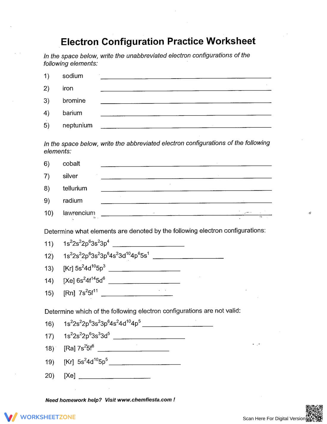 Electron Configuration Review Worksheet - Page 2