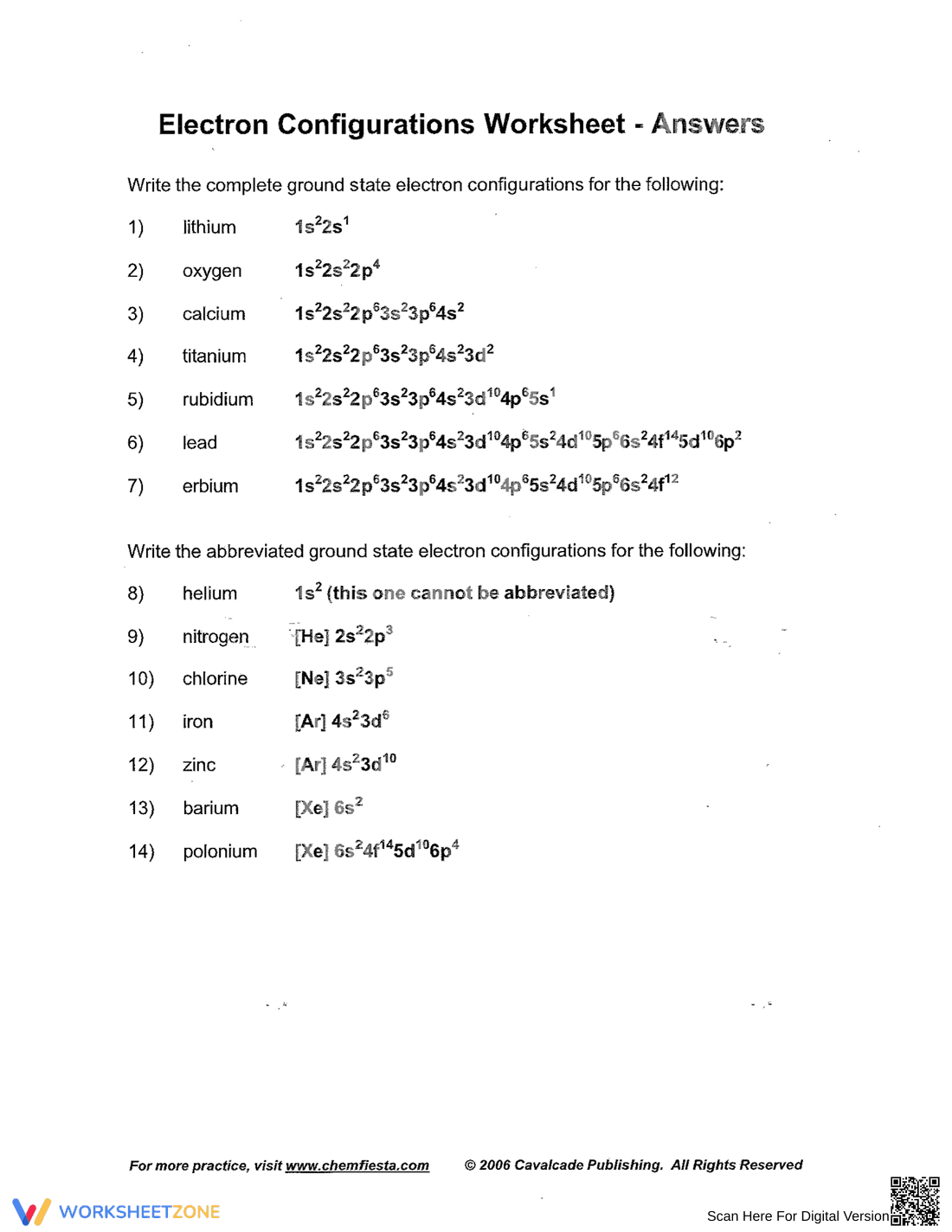 Electron Configuration Review Worksheet - Page 5