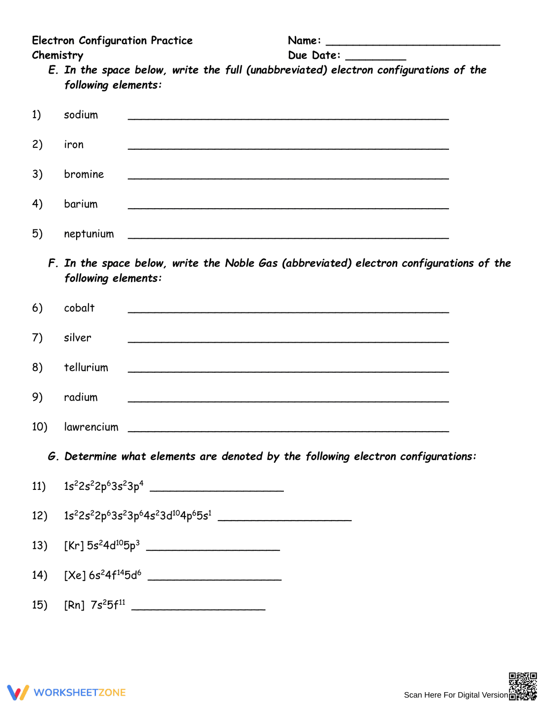 Electron Configuration Practice: Chemistry - Page 4