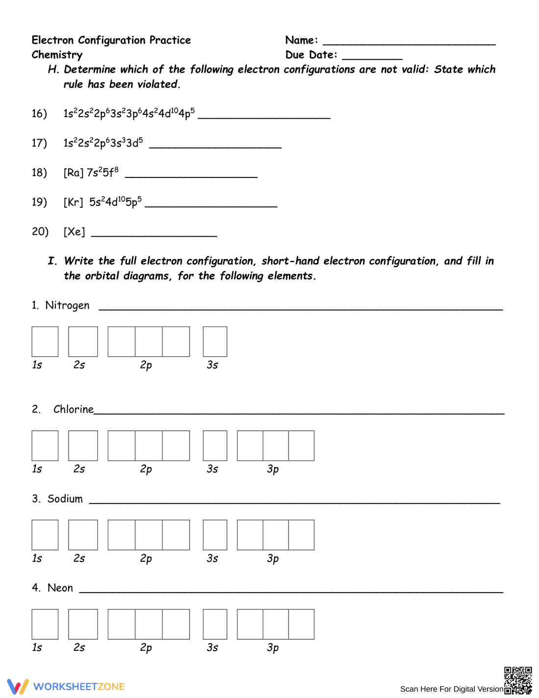 Electron Configuration Practice: Chemistry - Page 5