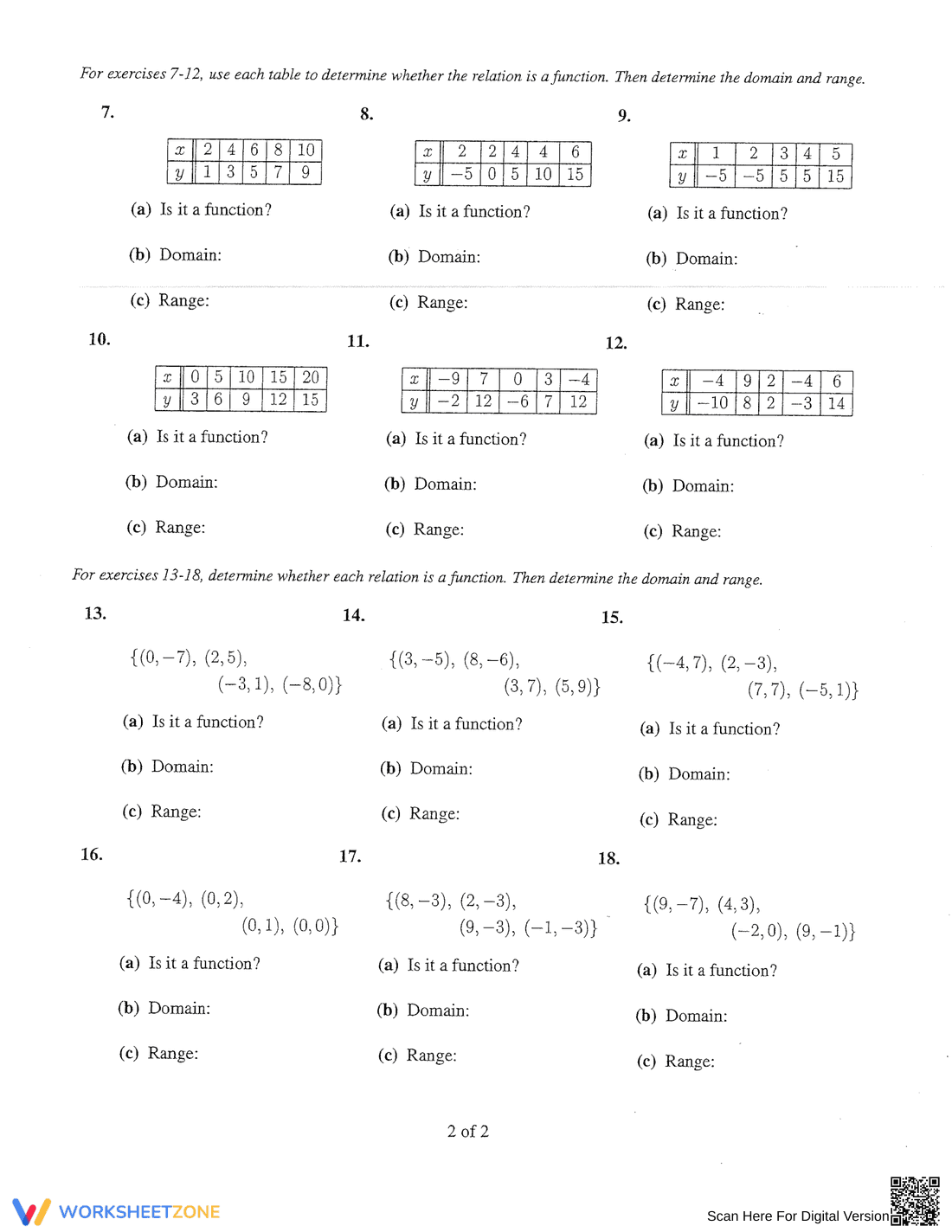Function Worksheet - Page 2