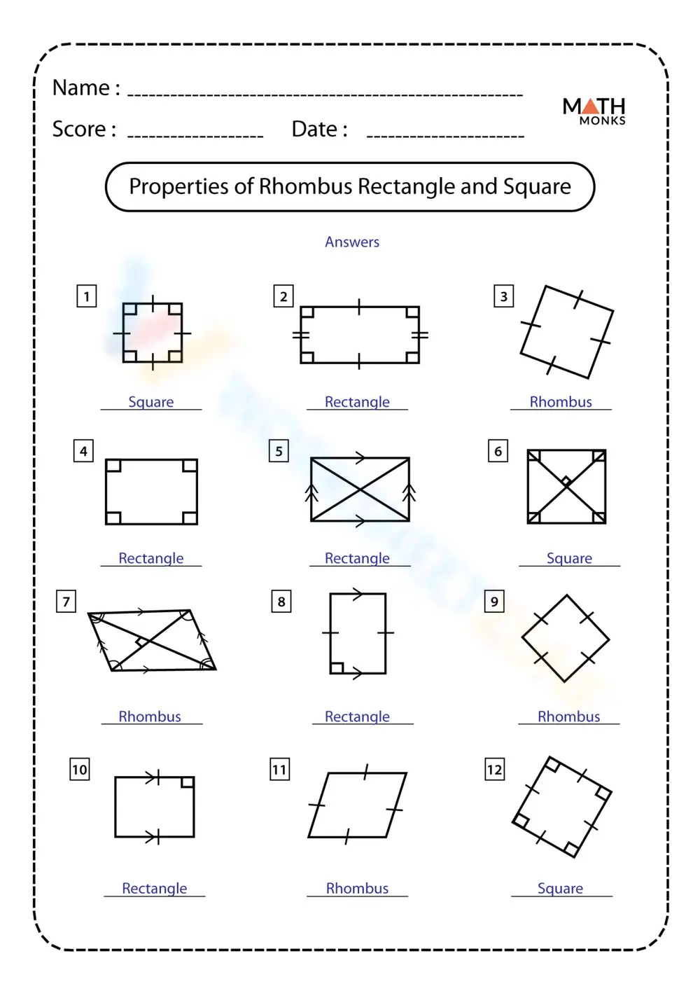 Properties of Rhombus, Rectangle, and Square - Page 2