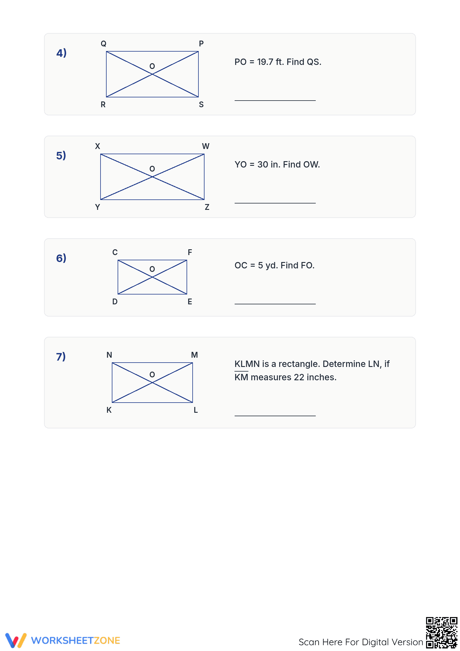 Printable Diagonals of a Rectangle Worksheet | Grade 7 Math - Page 2