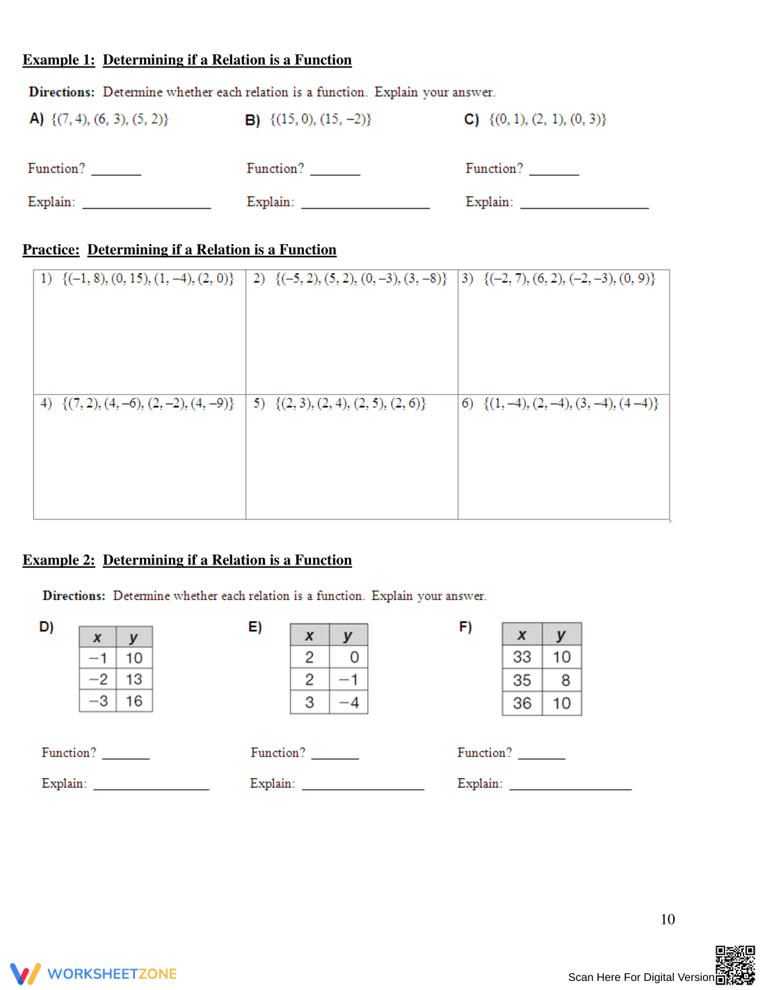 Practice Function Concepts - Page 12