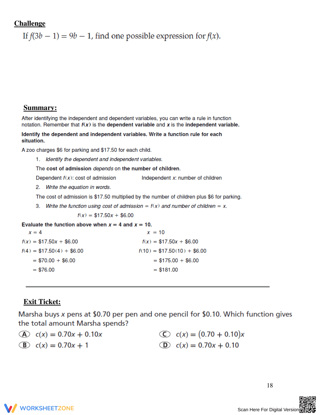 Practice Function Concepts - Page 20