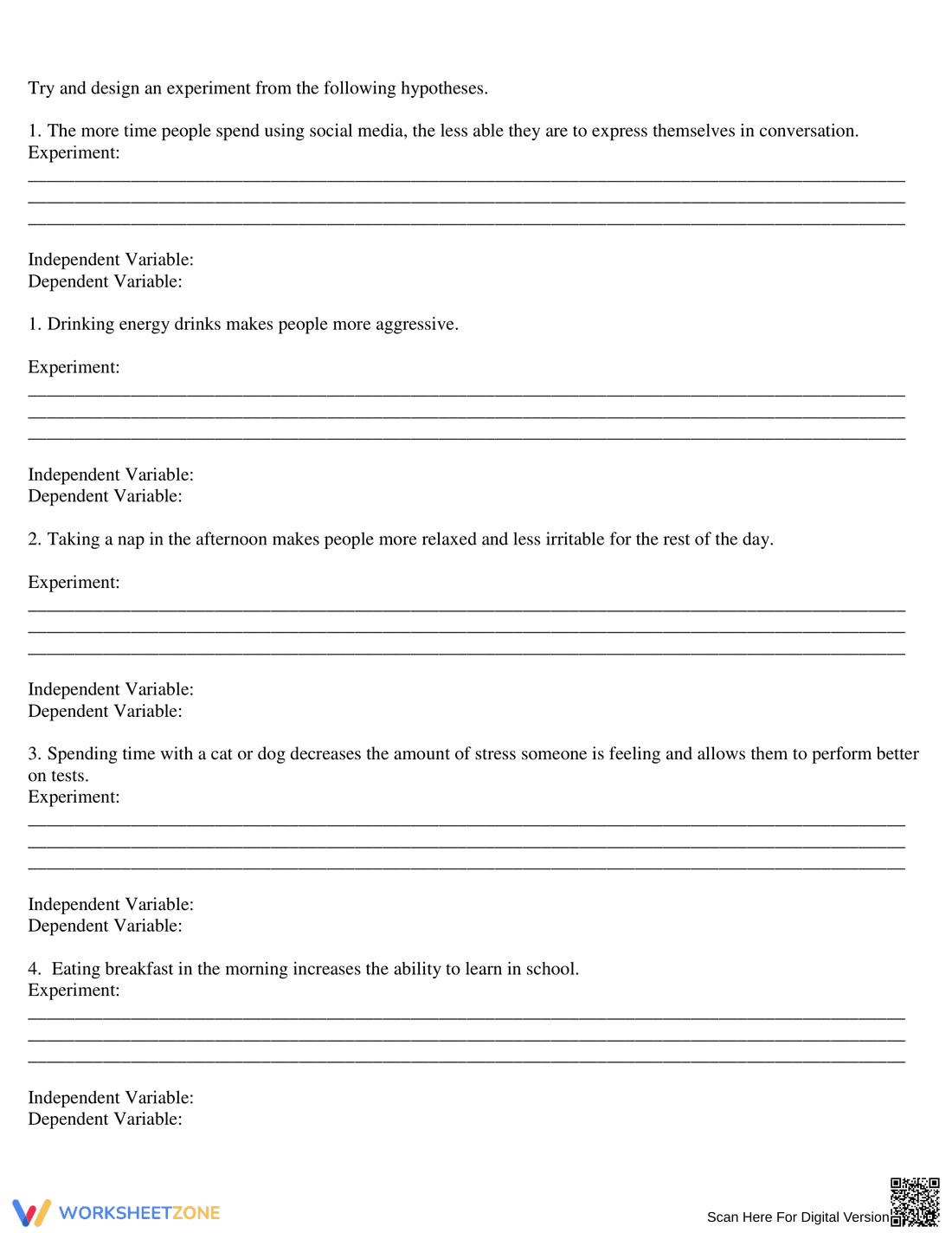 Practice Identifying Variables: Independent and Dependent - Page 2