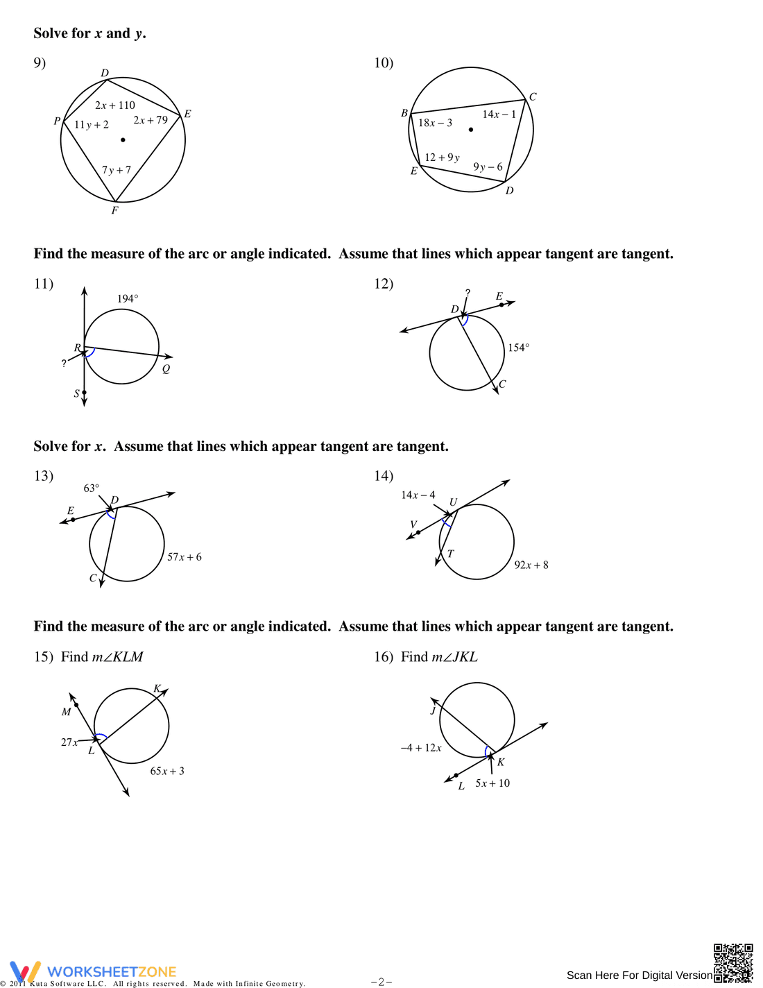 Practice with Inscribed Angles - Page 2