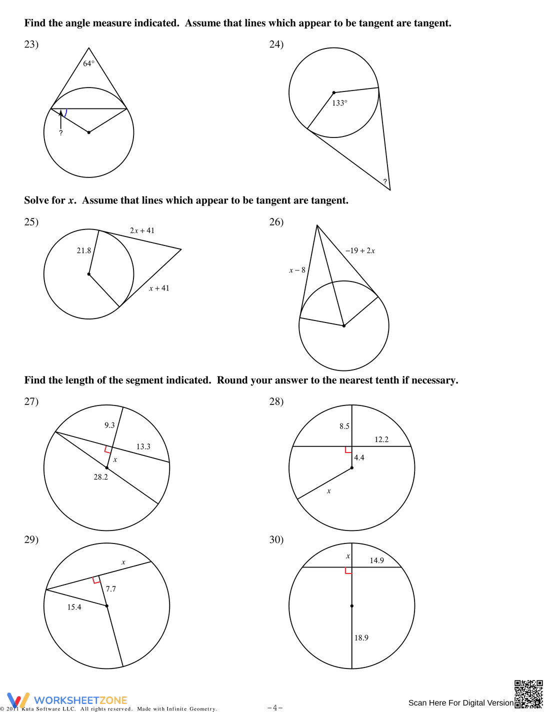 Practice with Inscribed Angles - Page 4