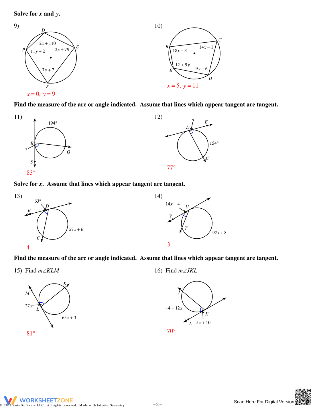 Practice with Inscribed Angles - Page 6