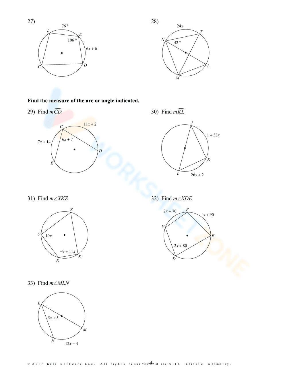 Inscribed Angles Practice - Page 4