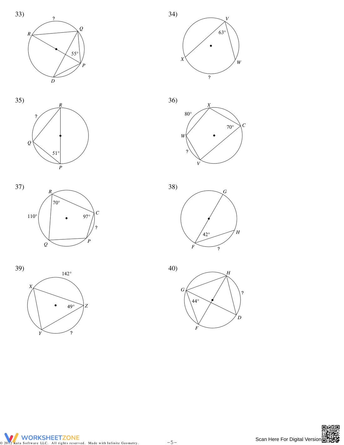 Inscribed Angles Homework - Page 5