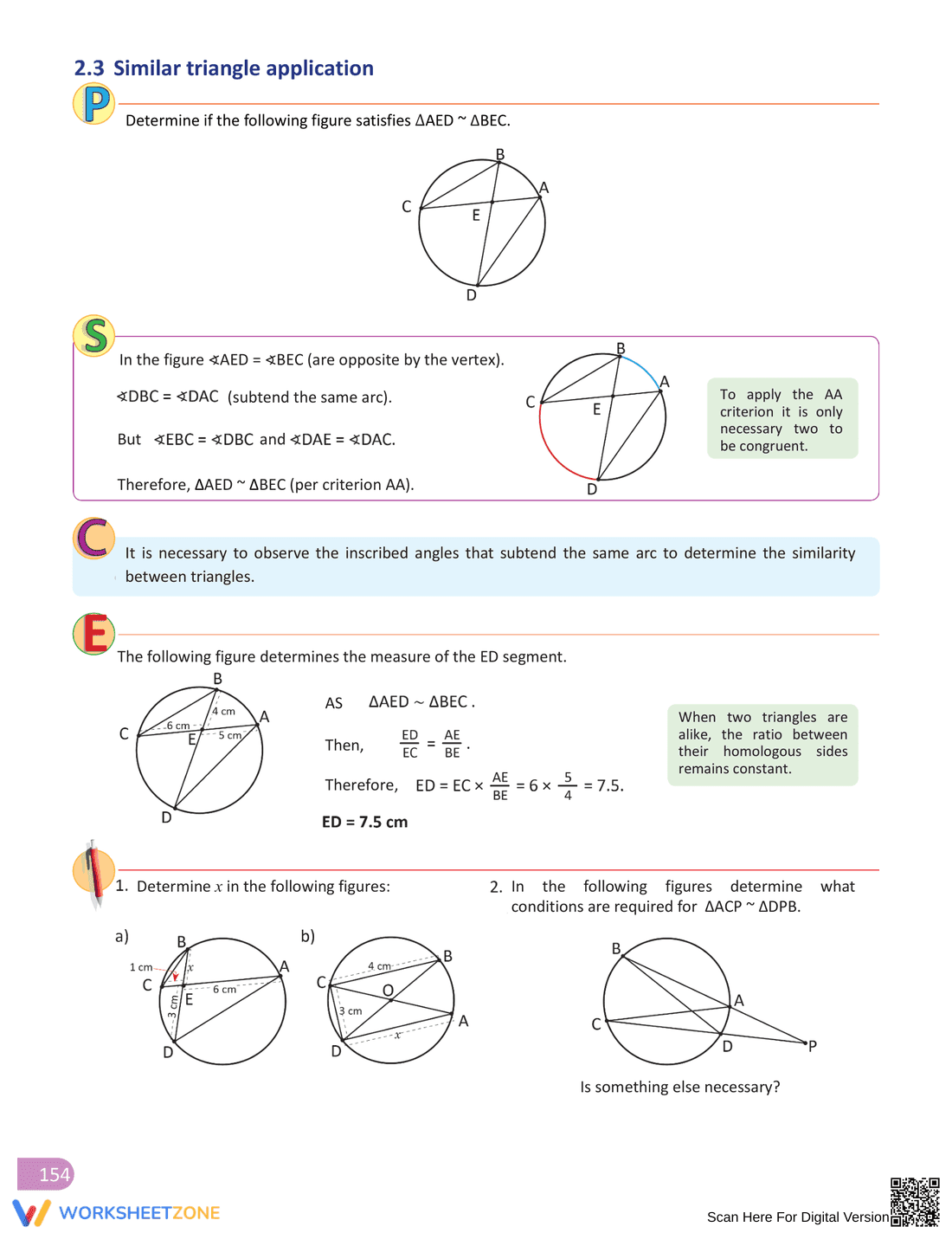 Inscribed Angle Worksheet for Geometry Practice - Page 12