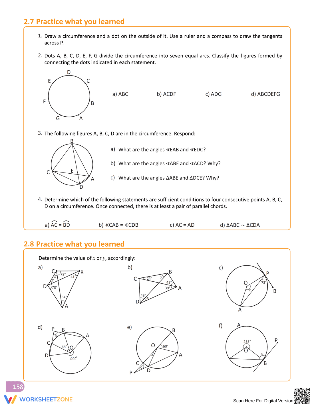 Inscribed Angle Worksheet for Geometry Practice - Page 16