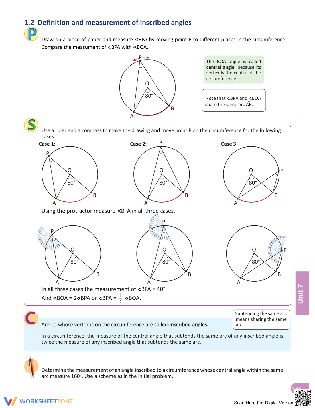 Inscribed Angle Worksheet for Geometry Practice - Page 3
