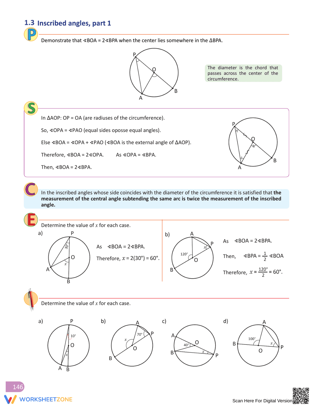 Inscribed Angle Worksheet for Geometry Practice - Page 4