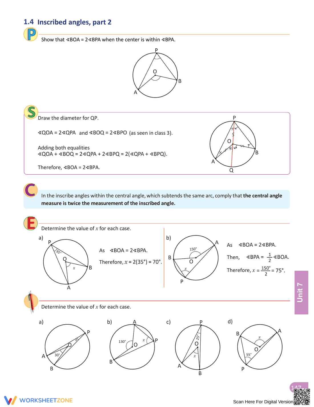 Inscribed Angle Worksheet for Geometry Practice - Page 5
