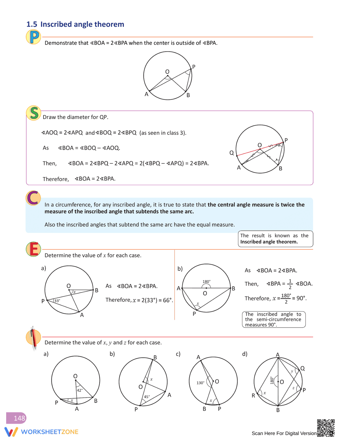 Inscribed Angle Worksheet for Geometry Practice - Page 6