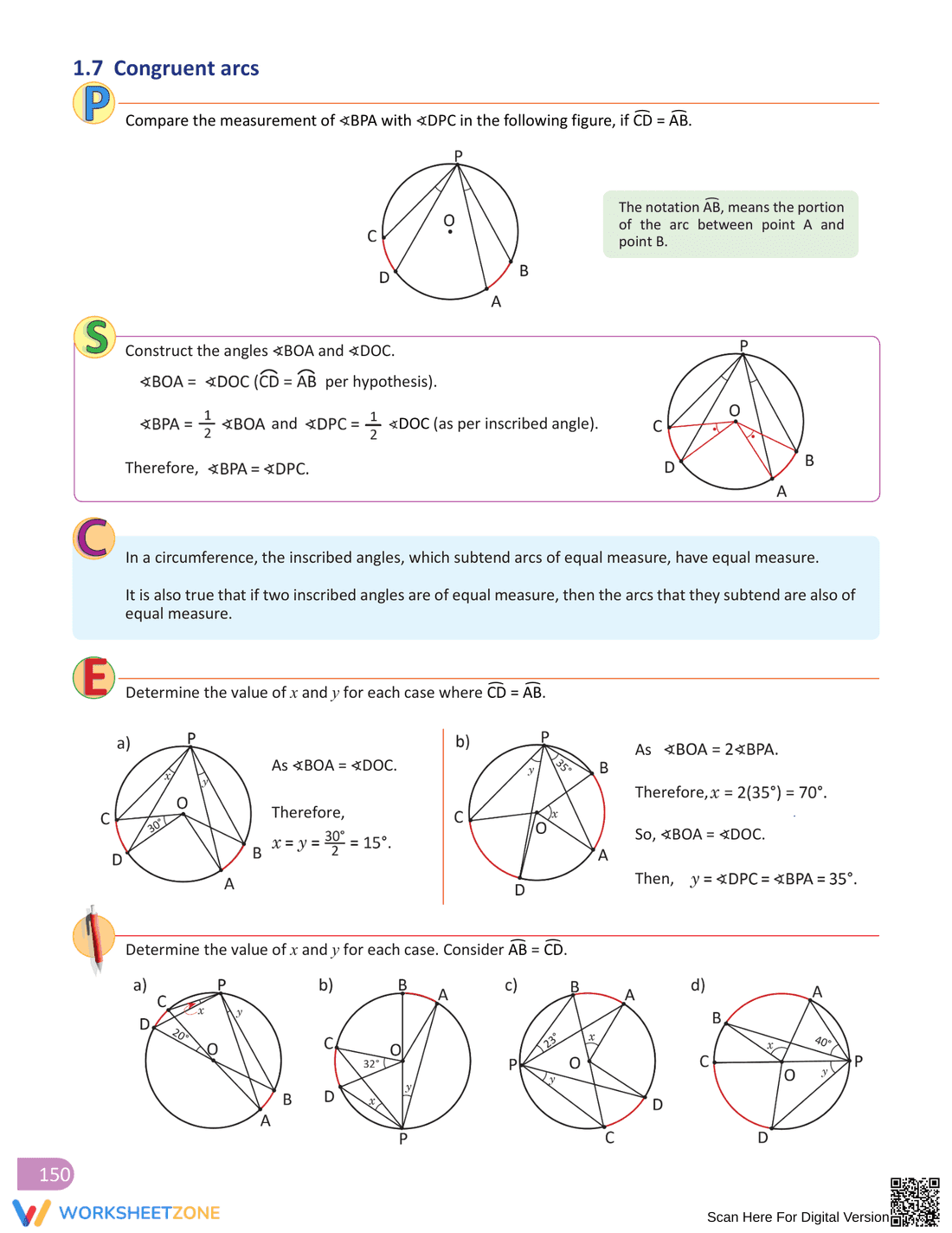 Inscribed Angle Worksheet for Geometry Practice - Page 8