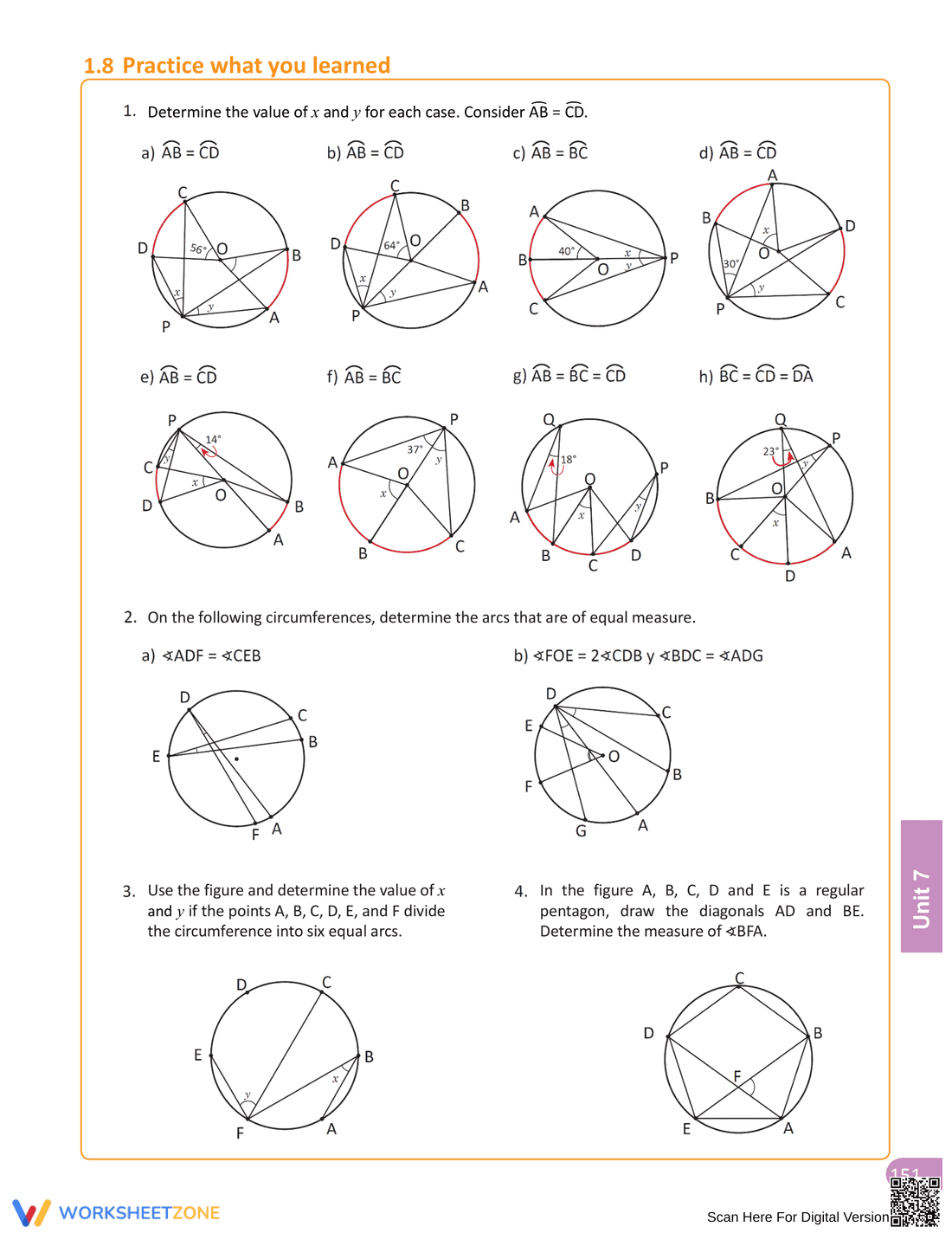 Inscribed Angle Worksheet for Geometry Practice - Page 9