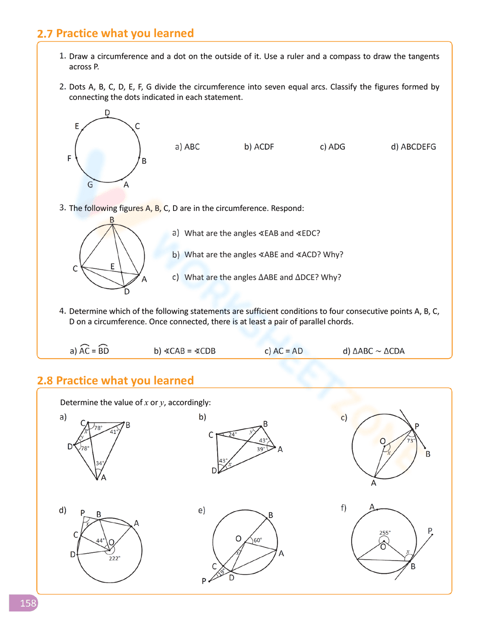 Inscribed Angle Worksheet for Geometry Practice - Page 16