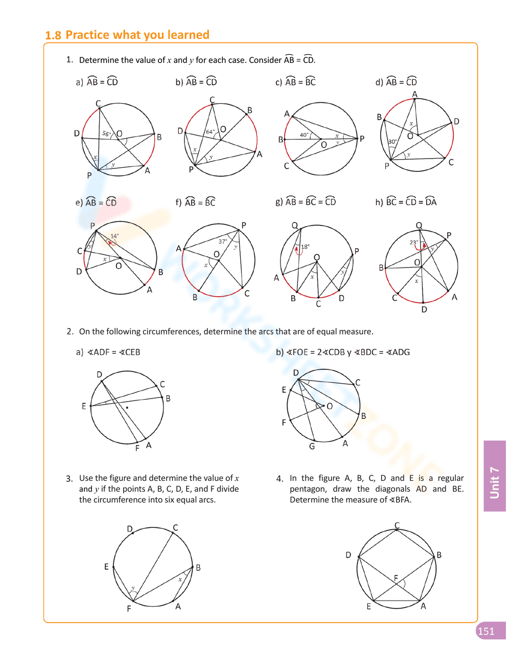 Inscribed Angle Worksheet for Geometry Practice - Page 9