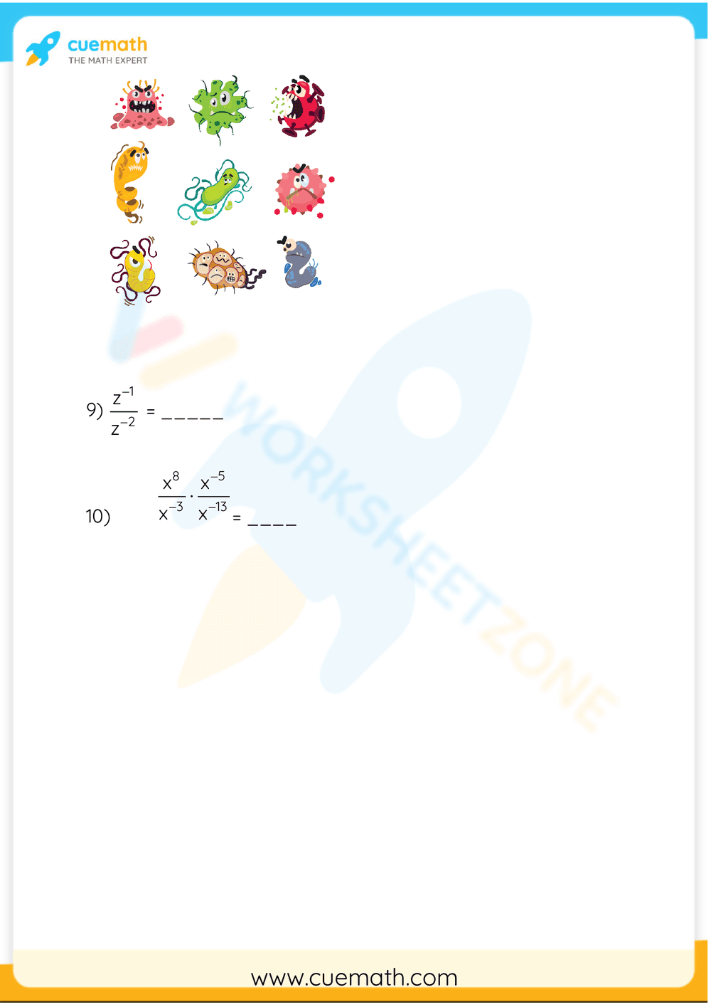 Zero and Negative Exponents: Practice Worksheet - Page 2