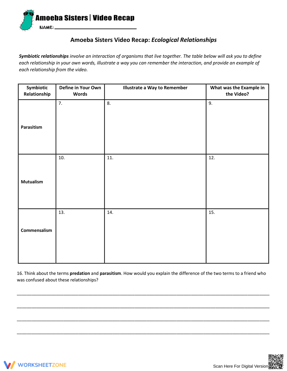 Ecological Relationships Worksheet - Page 2