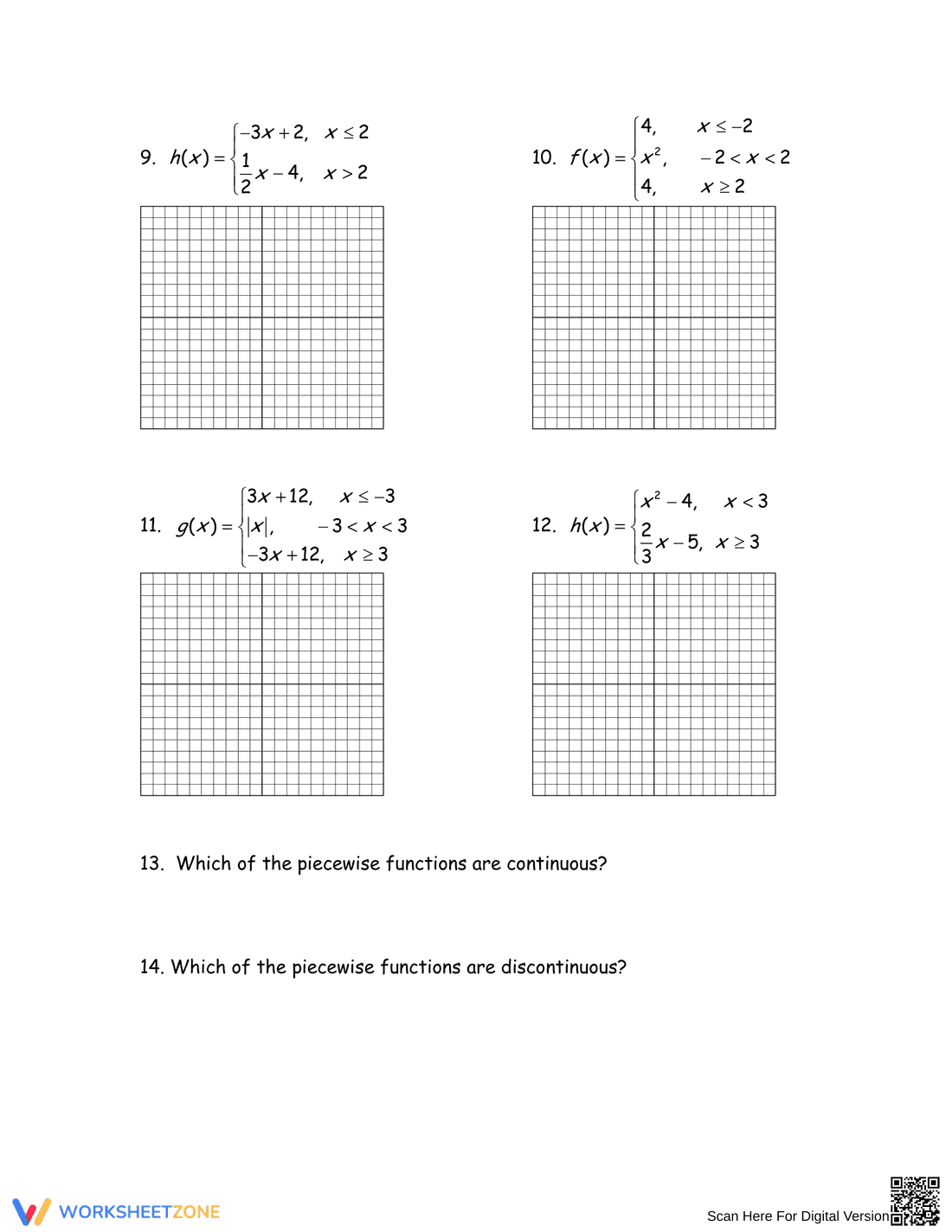 Piecewise Functions Worksheet - Page 2