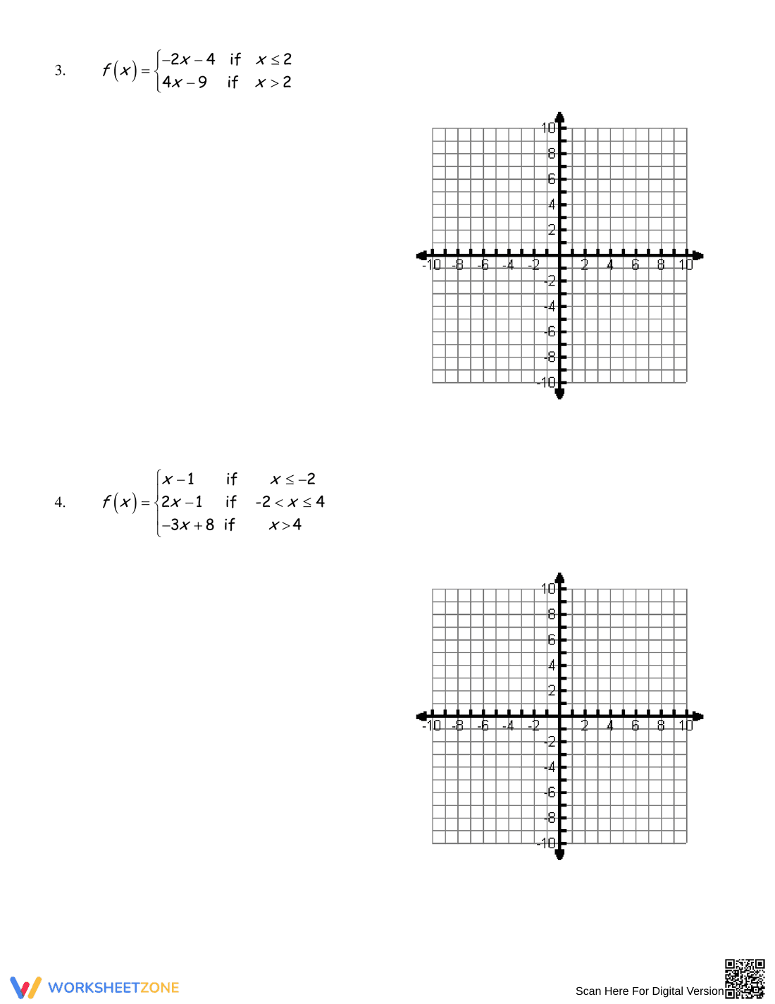 Piecewise Functions Practice Worksheet - Page 2