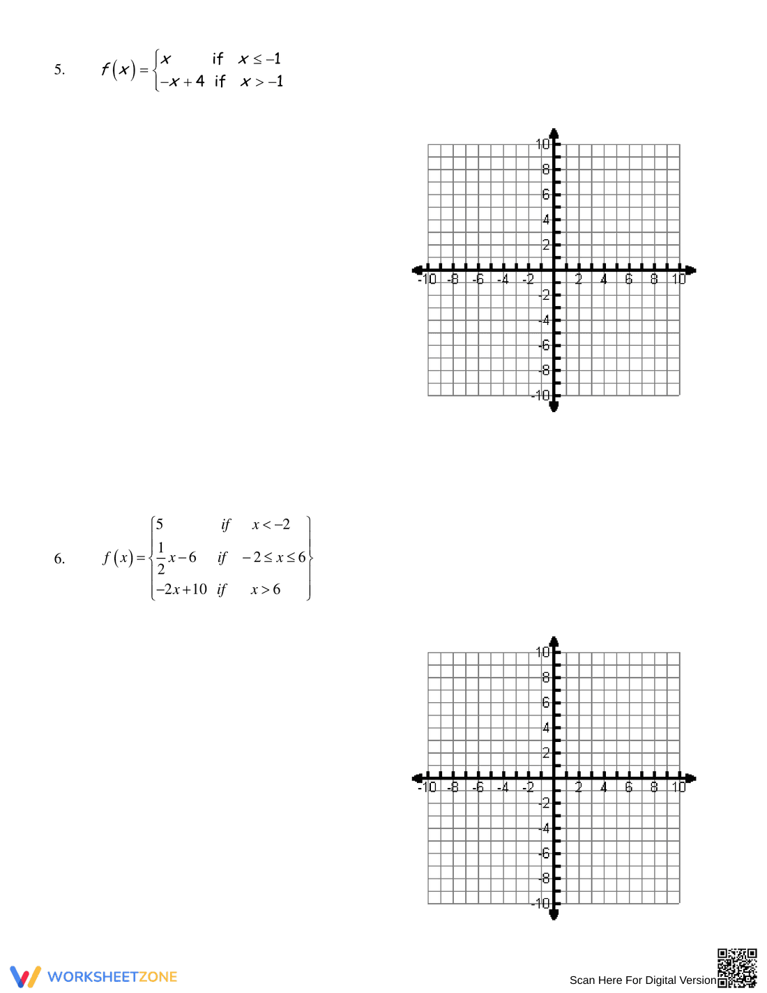 Piecewise Functions Practice Worksheet - Page 3