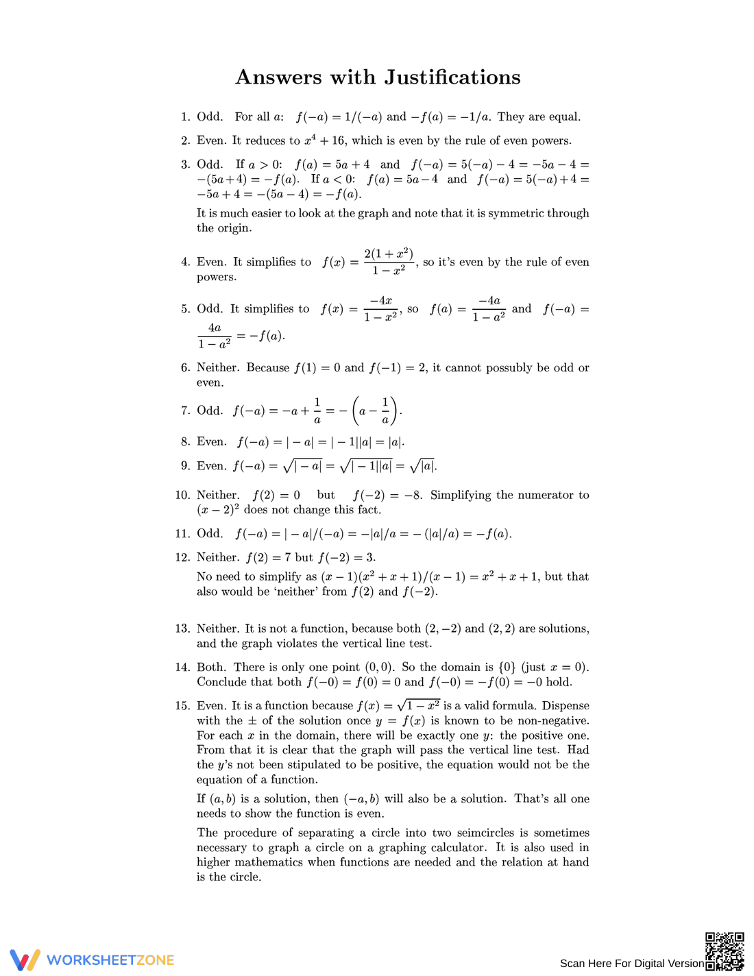 Even and Odd Functions Practice Worksheet - Page 2